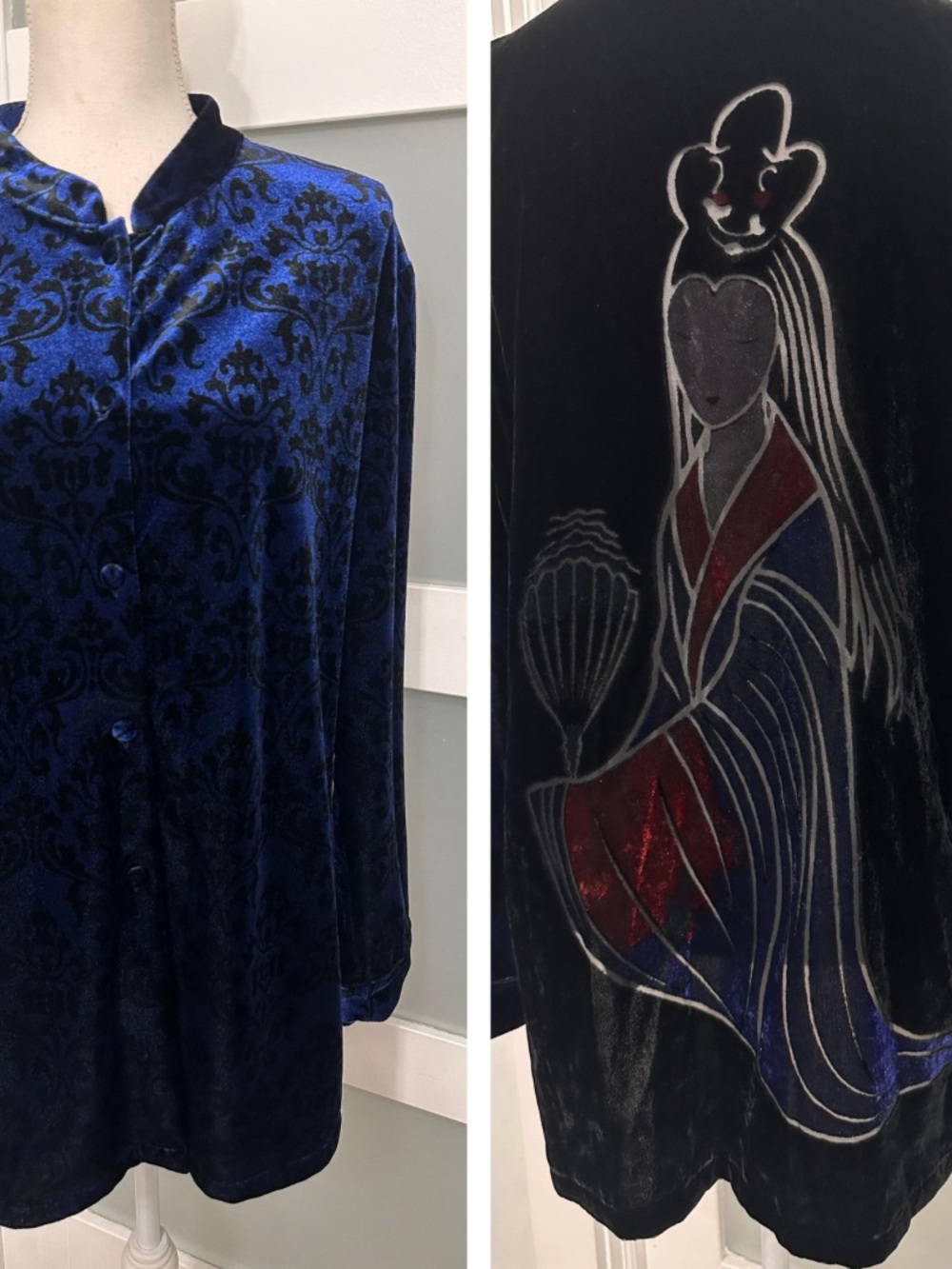 Vtg Y2K Look East Velvet Burnout Tunic Top Geisha Design SZ L/XL Boho Artsy GUC